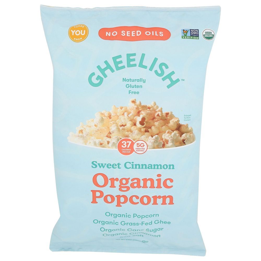 Gheelish Organic Sweet Cinnamon Popcorn, 4.4 Ounce -- 12 Per Case