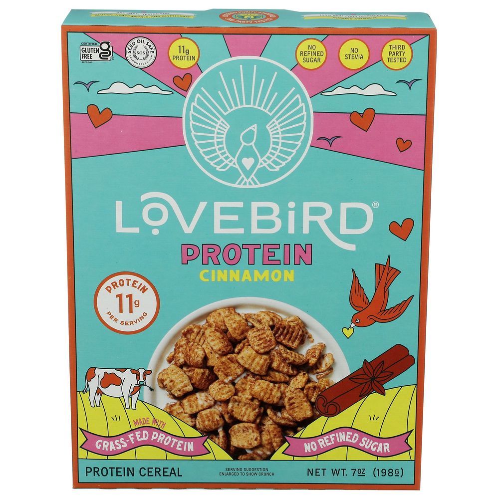 Lovebird Cinnamon Grass-fed High Protein Cereal, 7 Ounce -- 6 Per Case
