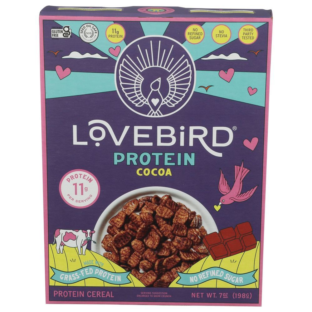 Lovebird Cocoa Grass-fed High Protein Cereal, 7 Ounce -- 6 Per Case