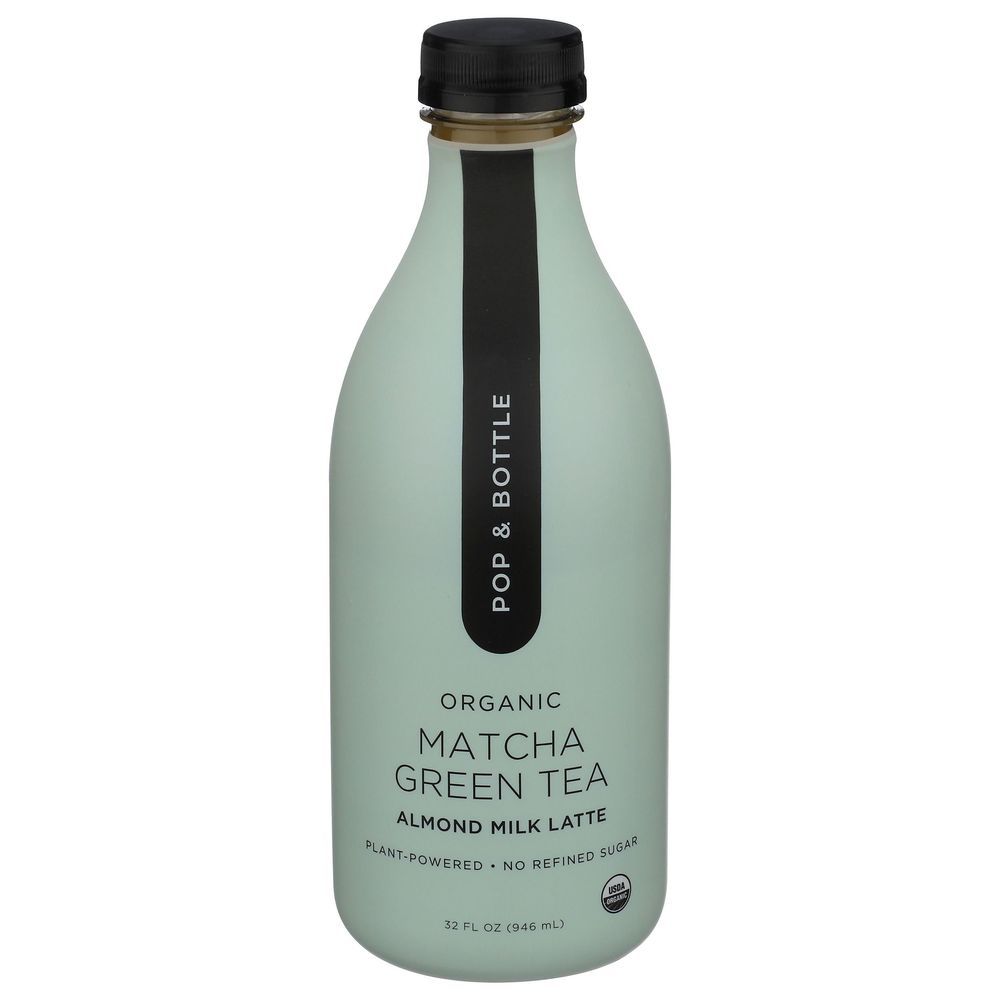 Pop & Bottle Organic Matcha Green Tea Almond Milk Latte, 32 Fluid Ounce -- 6 Per Case
