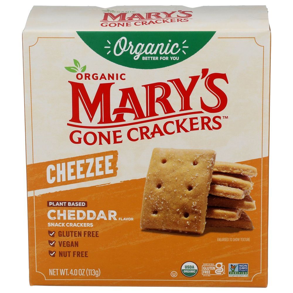 Mary's Gone Crackers Organic Plant Based Cheddar Crackers, 4 Ounce -- 6 Per Case