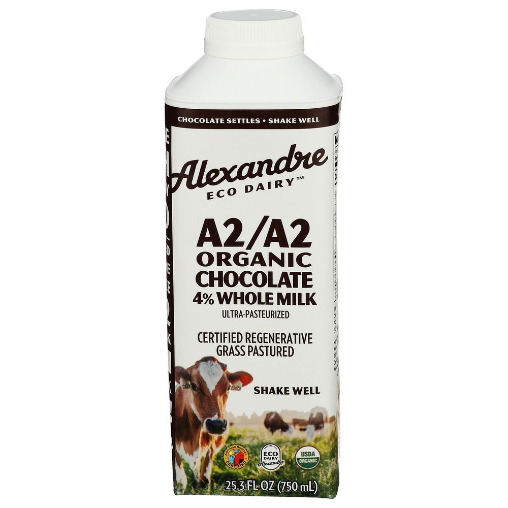 Alexandre Eco Dairy Organic A2/a2 4 Percent Whole Chocolate Milk, 25.3 Fluid Ounce -- 6 Per Case