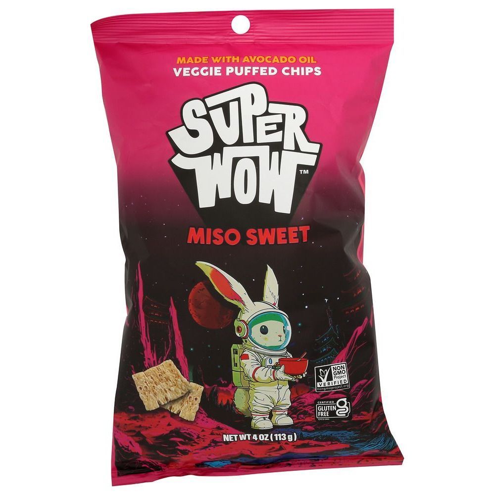 Super Wow Miso Sweet Veggie Puffed Chips, 4 Ounce -- 12 Per Case