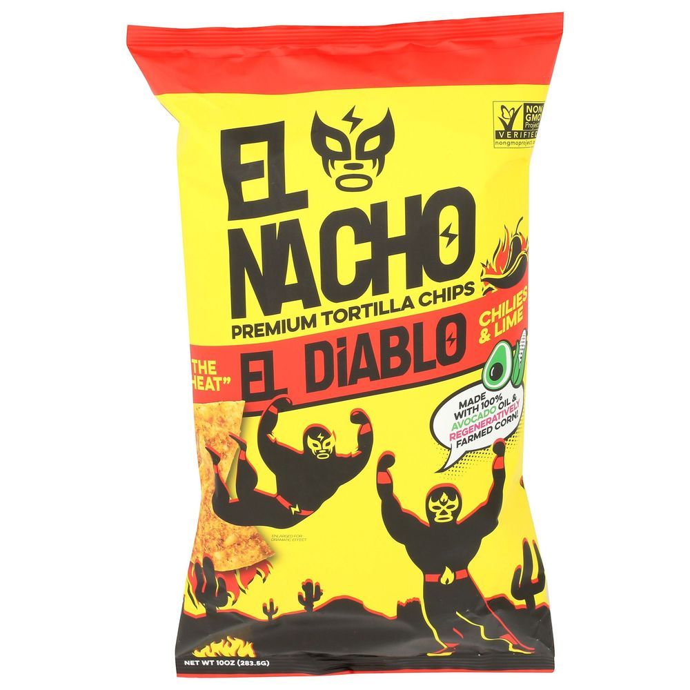 El Nacho El Diablo Chilies And Lime Tortilla Chips, 10 Ounce -- 12 Per Case