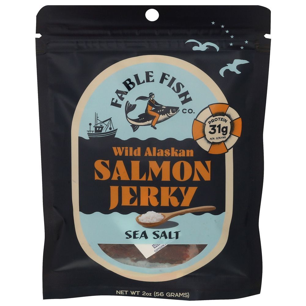Fable Fish Sea Salt Wild Alaskan Salmon Jerky, 2 Ounce -- 8 Per Case