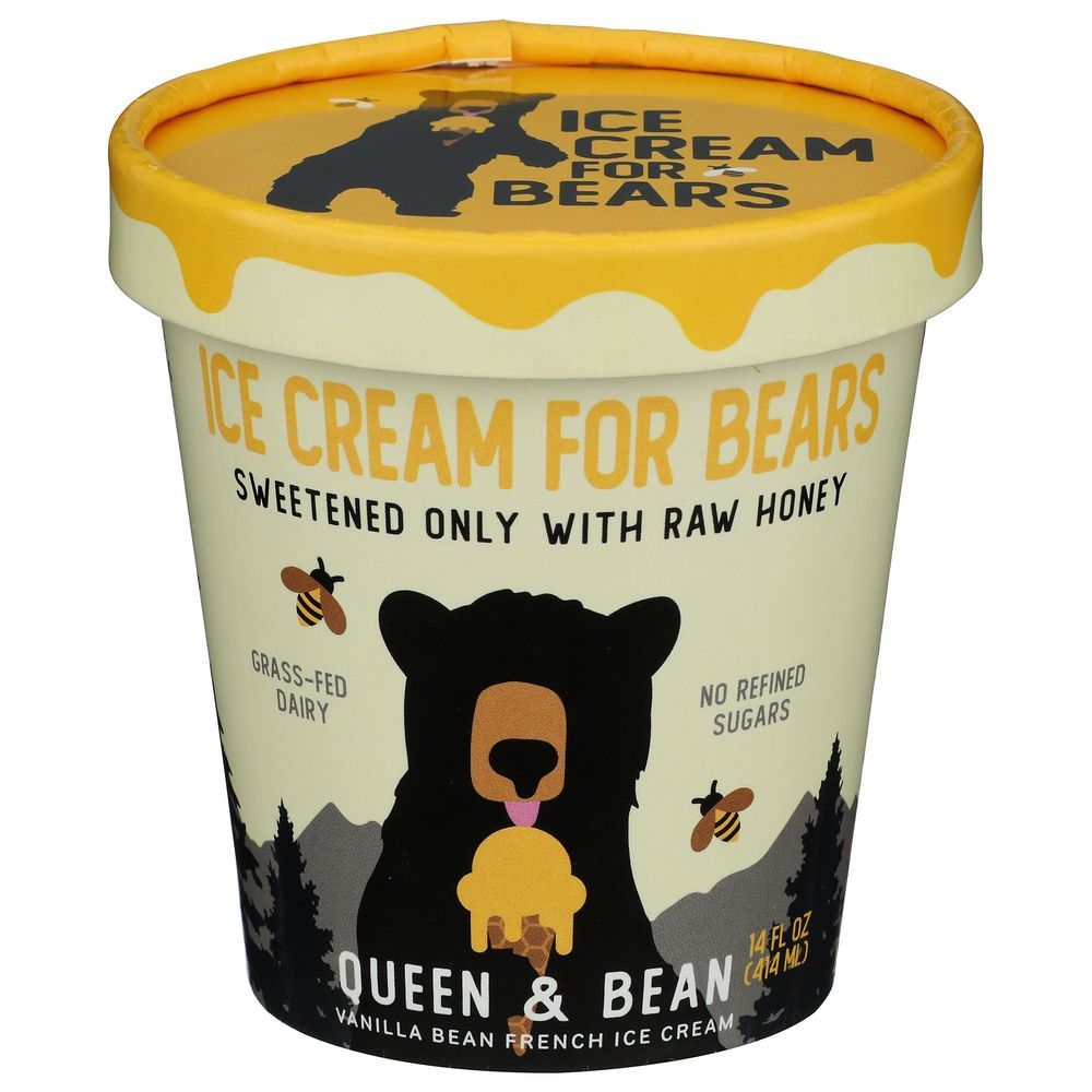 Ice Cream For Bears Queen And Bean Vanilla Bean French Ice Cream, 14 Fluid Ounce -- 8 Per Case