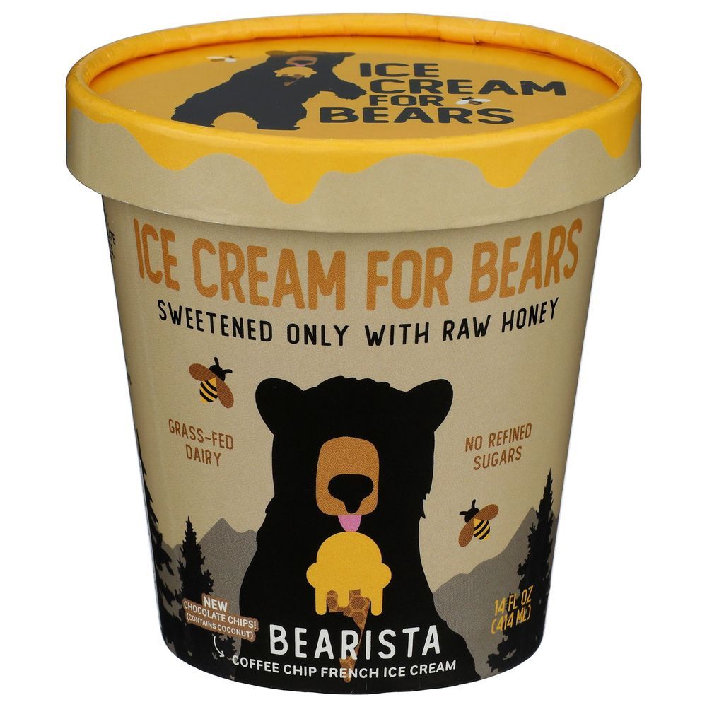 Ice Cream For Bears Bearista Coffee Cacao Nib French Ice Cream, 14 Fluid Ounce -- 8 Per Case