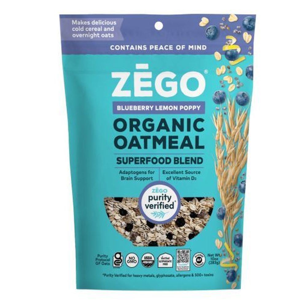 Zego Organic Superfood Blueberry Lemon Poppy Oatmeal, 10 Ounce -- 5 Per Case