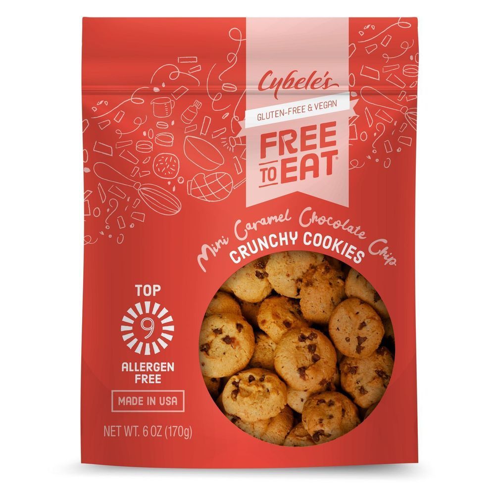 Cybele's Free To Eat Mini Caramel Chocolate Chip Crunchy Cookies, 6 Ounce -- 6 Per Case