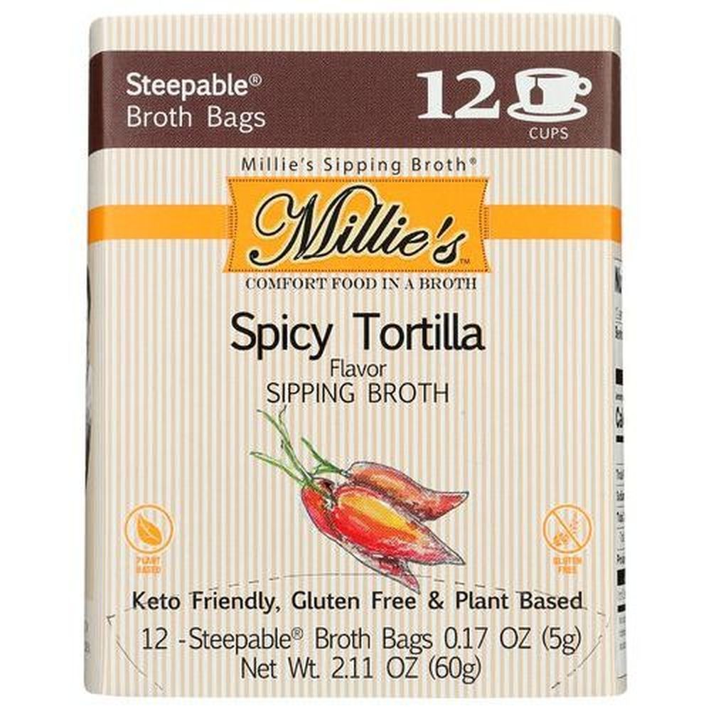 Millies Spicy Tortilla Flavor Sipping Broth, 12 Count -- 6 Per Case