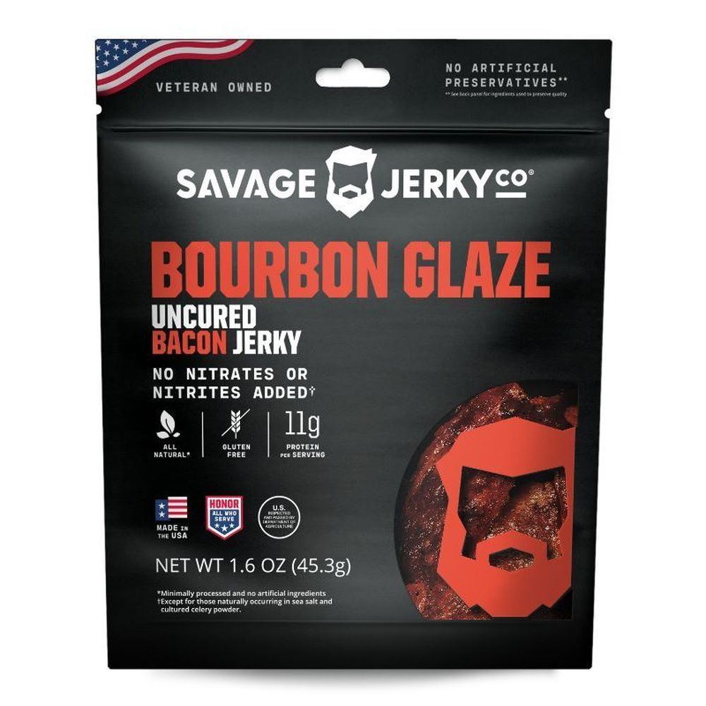 Savage Jerky Bourbon Glaze Bacon Jerky, 1.6 Ounce -- 8 Per Case