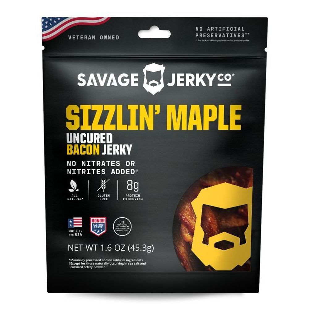 Savage Jerky Sizzlin' Maple Bacon Jerky, 1.6 Ounce -- 8 Per Case