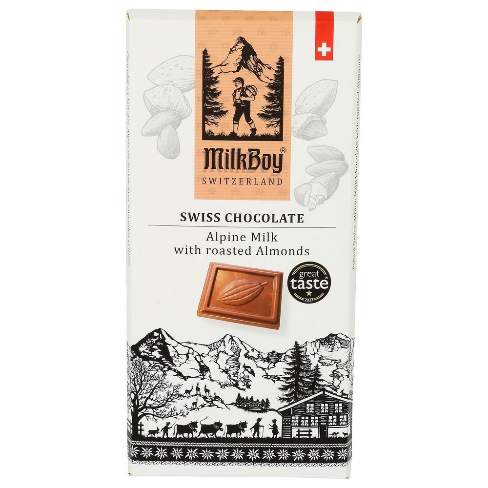 Milkboy Alpine Milk Swiss Chocolate Bar With Roasted Almonds, 3 Ounce -- 10 Per Case
