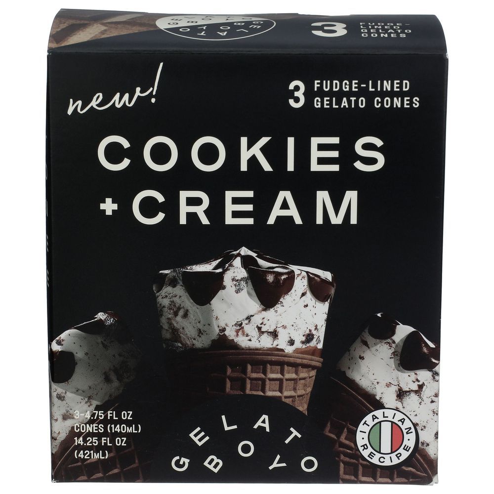 Gelato Boy Cookies Plus Cream Gelato Cone, 14.25 Fluid Ounce -- 6 Per Case