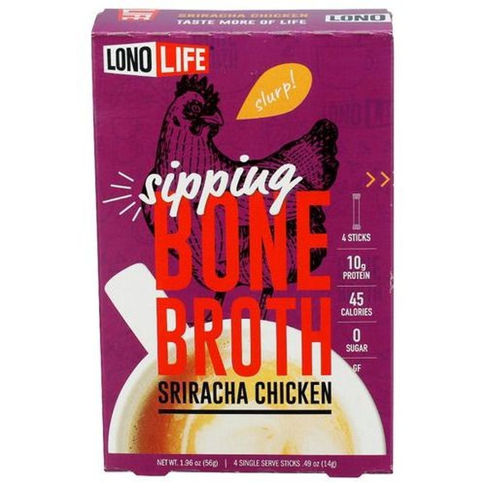 Lonolife Sriracha Chicken Bone Broth Powder Mix, 4 Count -- 6 Per Case