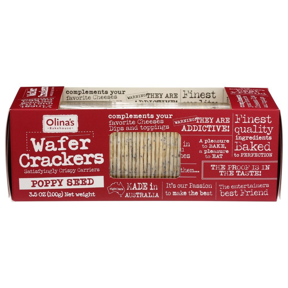 Olinas Bakehouse Poppy Seed Wafer Cracker, 3.5 Ounce -- 12 Per Case