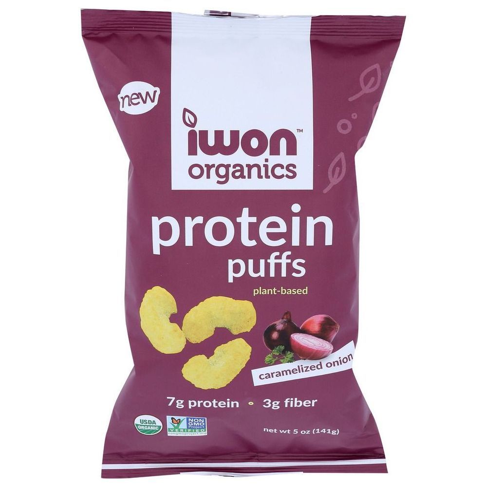 Iwon Organics Caramelized Onion Protein Puffs, 5 Ounce -- 12 Per Case