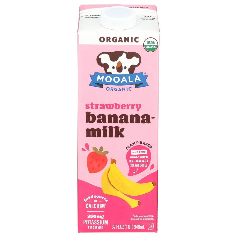 Mooala Organic Strawberry Banana Milk, 32 Fluid Ounce -- 6 Per Case