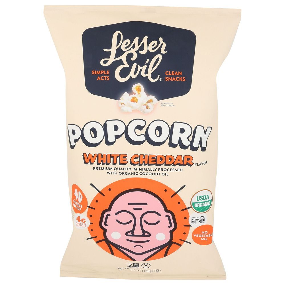 Lesser Evil Organic White Cheddar Popcorn, 4.6 Ounce -- 12 Per Case
