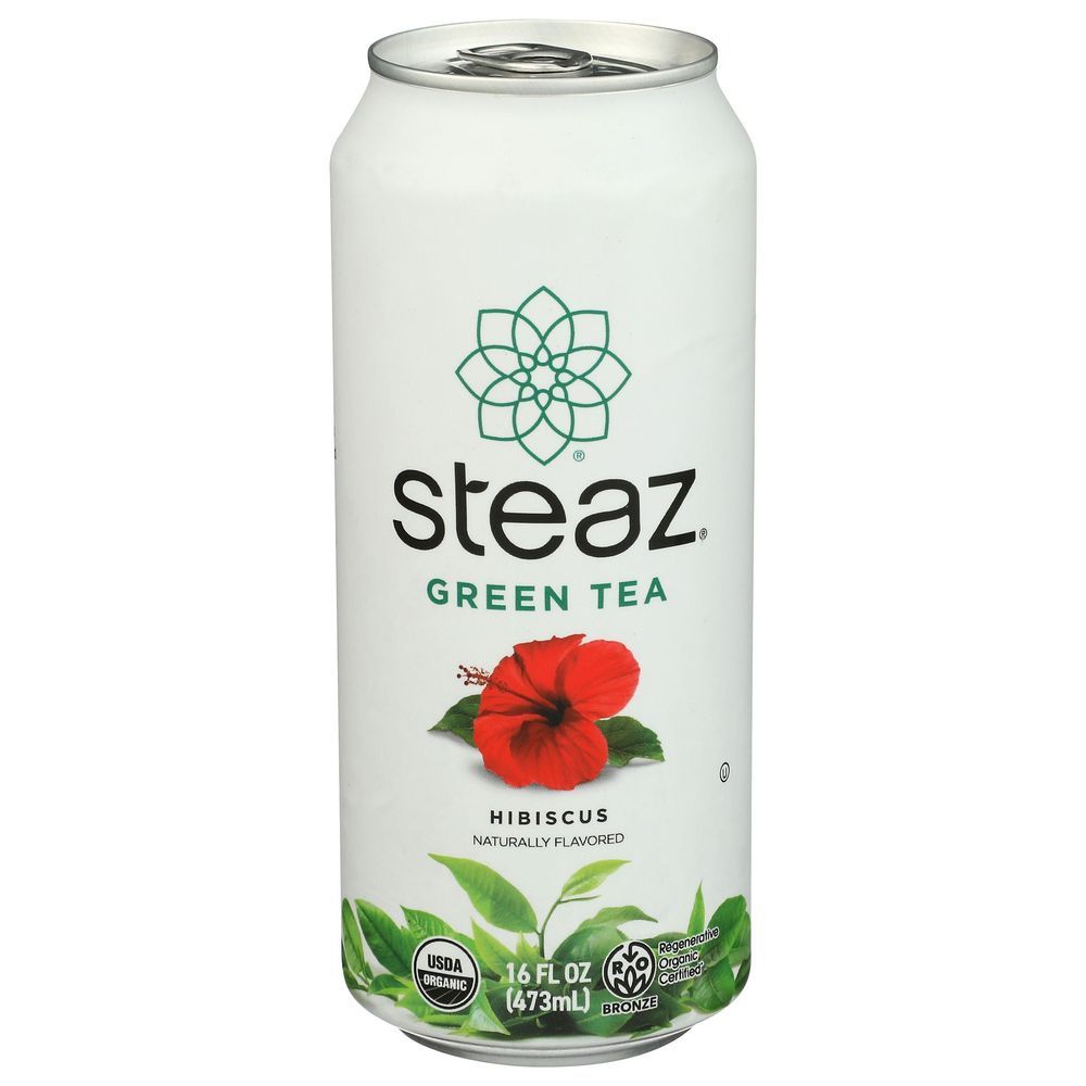 Steaz Organic Hibiscus Green Tea, 16 Fluid Ounce -- 12 Per Case