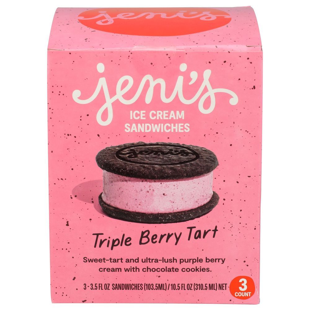 Jeni's Triple Berry Tart Ice Cream Sandwich, 3.5 Fluid Ounce -- 24 Per Case