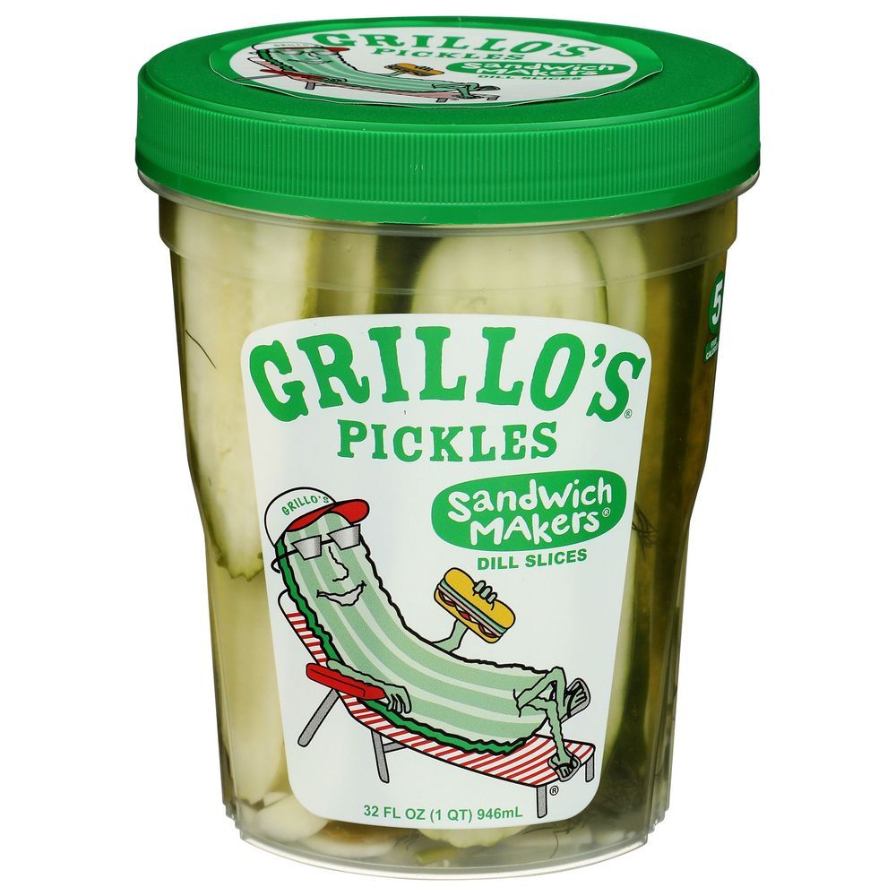 Grillo's Sandwich Makers Dill Slices Pickles, 32 Ounce -- 6 Per Case