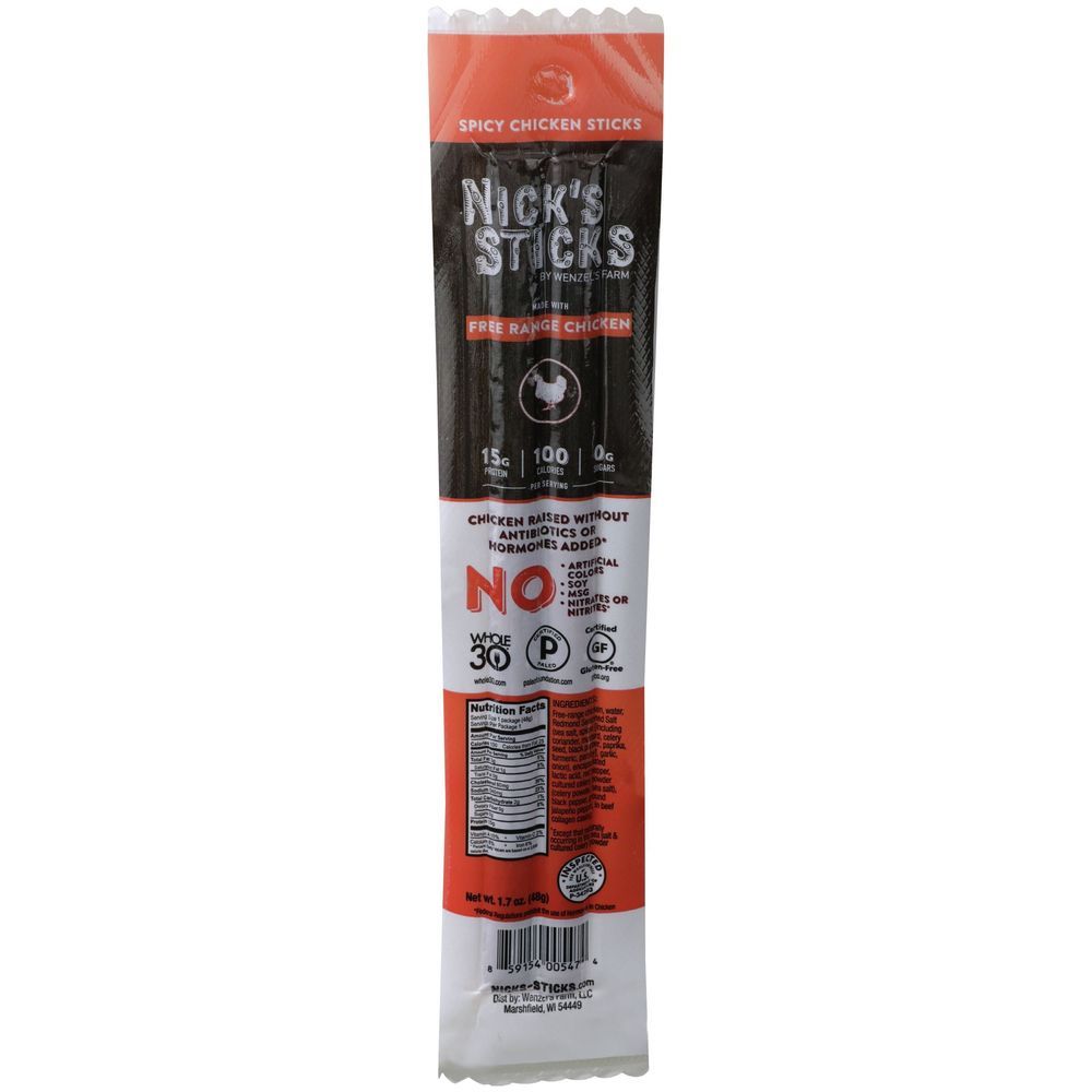 Nicks Sticks Spicy Chicken Sticks, 1.7 Ounce -- 25 Per Case