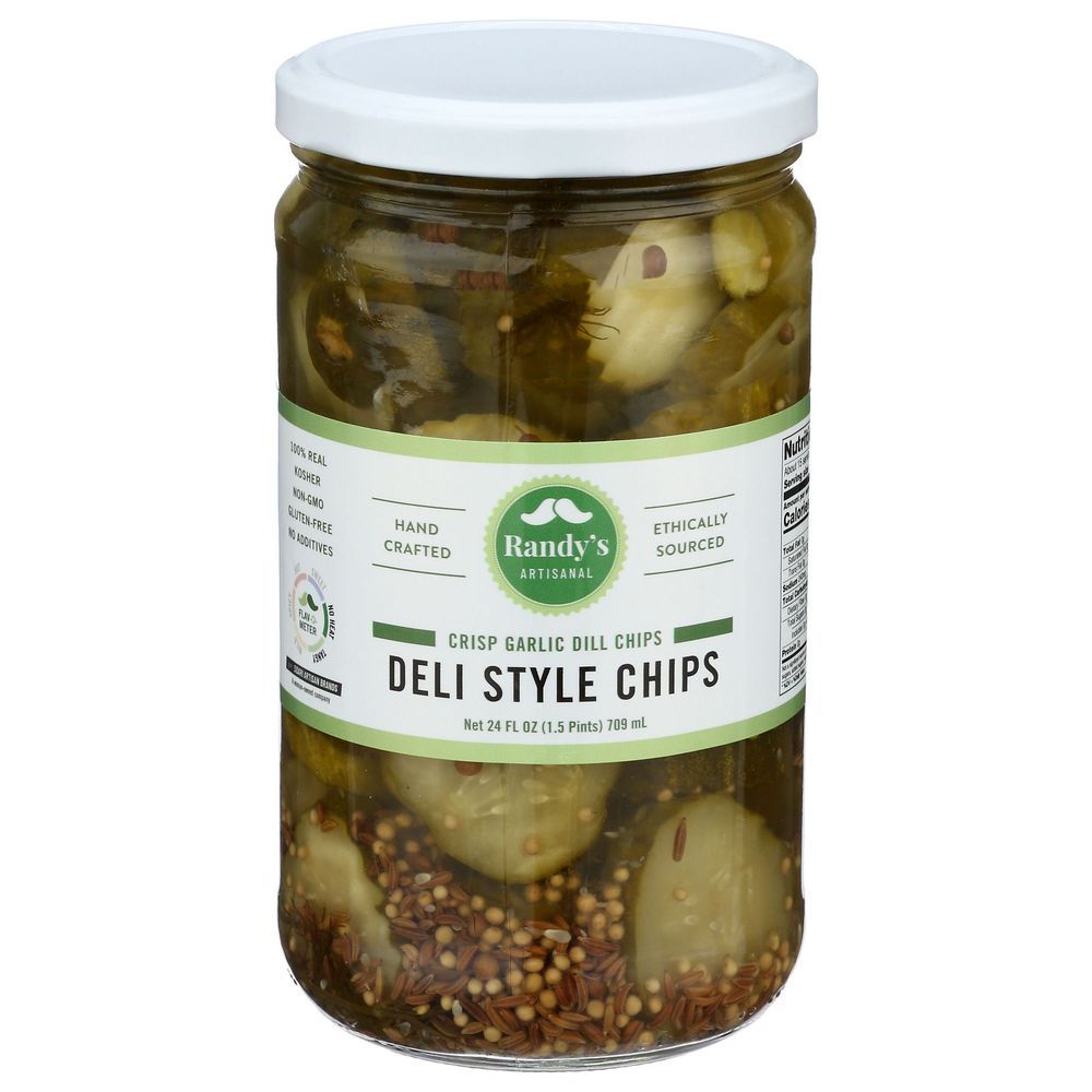 Randys Crisp Garlic Deli Style Dill Pickle Chips, 24 Ounce -- 6 Per Case