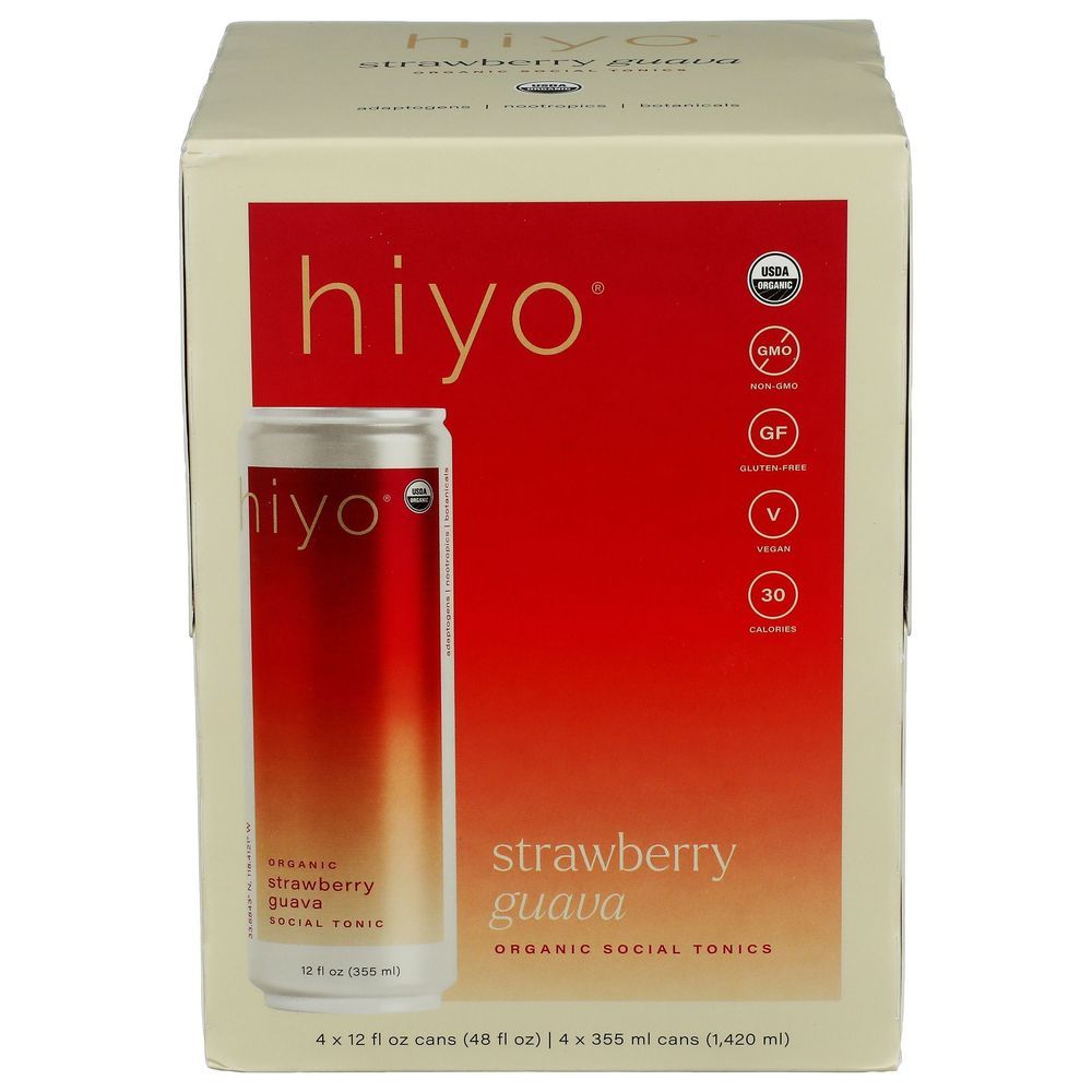 Hiyo Organic Strawberry Guava Seltzer, 12 Fluid Ounce -- 24 Per Case