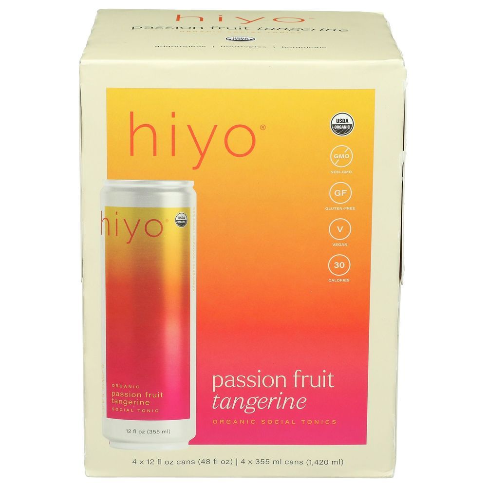Hiyo Organic Passionfruit Tangerine Sparkling Water, 12 Fluid Ounce -- 24 Per Case