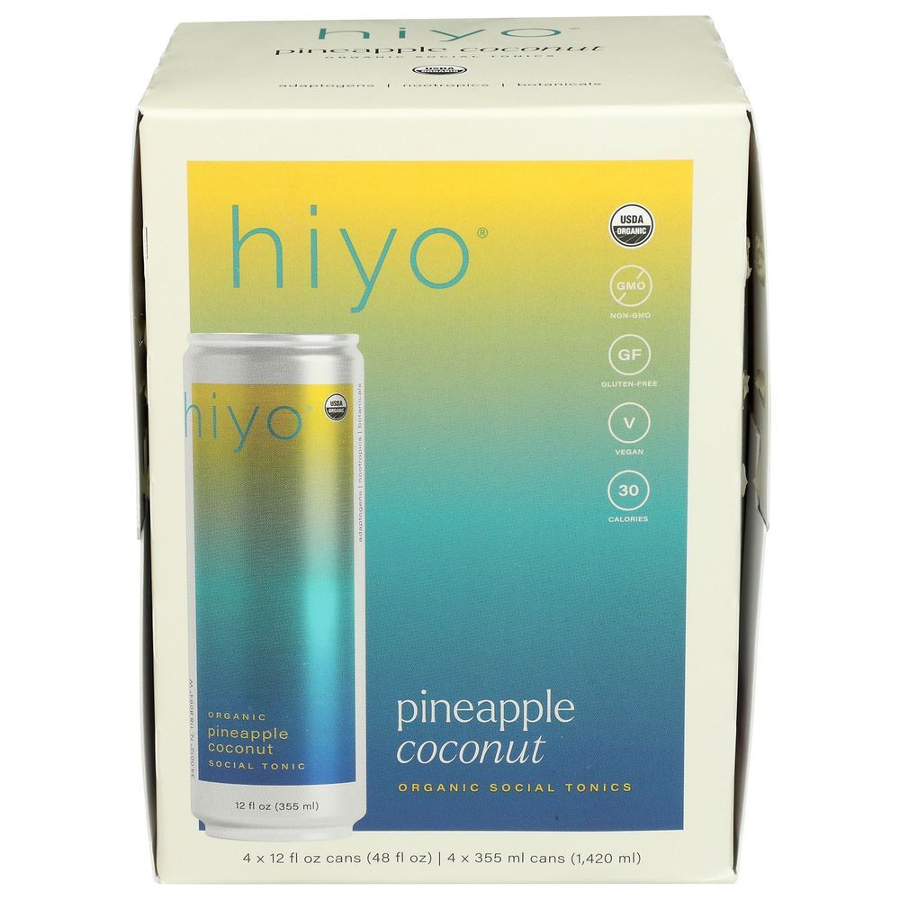 Hiyo Organic Pineapple Coconut Seltzer, 12 Fluid Ounce -- 24 Per Case