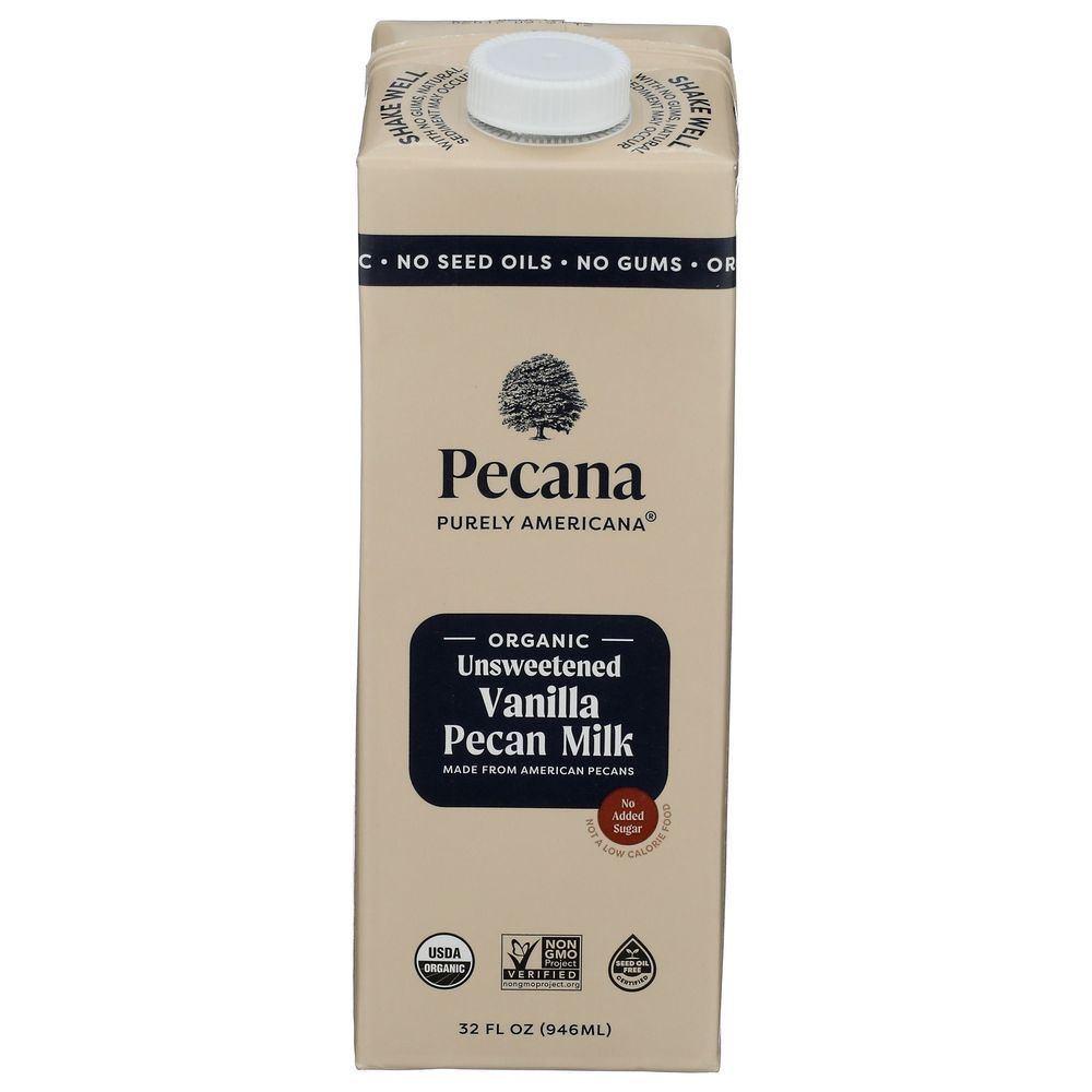 Pecana Purely Americana Organic Unsweetened Vanilla Pecan Milk, 32 Fluid Ounce -- 6 Per Case