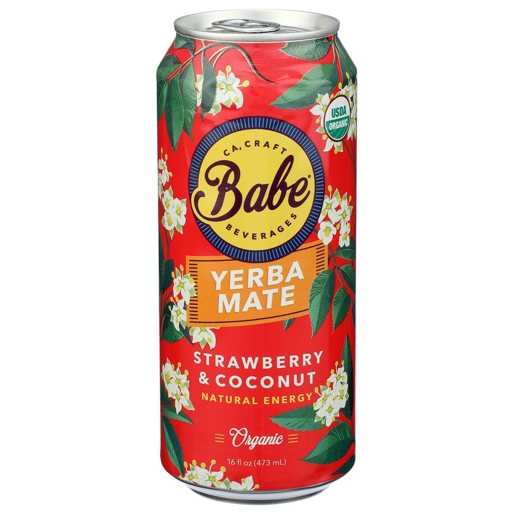 Babe Beverages Organic Strawberry And Coconut Yerba Mate, 16 Fluid Ounce -- 12 Per Case
