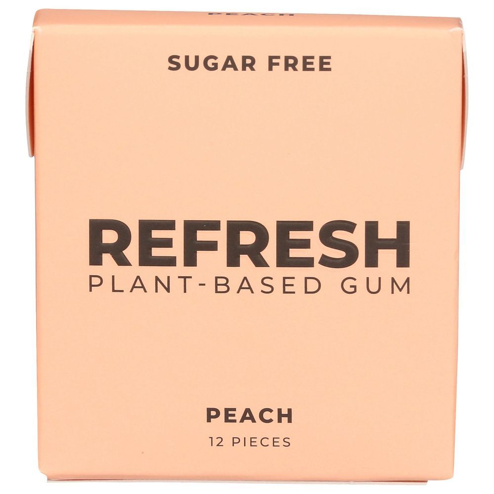 Refresh Gum Peach Flavored Plant Based Gum, 12 Count -- 12 Per Case