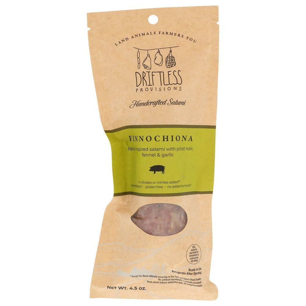 Driftless Provisions Finnochiona Salami, 4.5 Ounce Pouch -- 12 Per Case