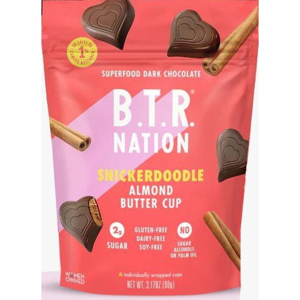 B.t.r Nation Dark Chocolate Snickerdoodle Almond Butter Hearts, 3.17 Ounce -- 6 Per Case