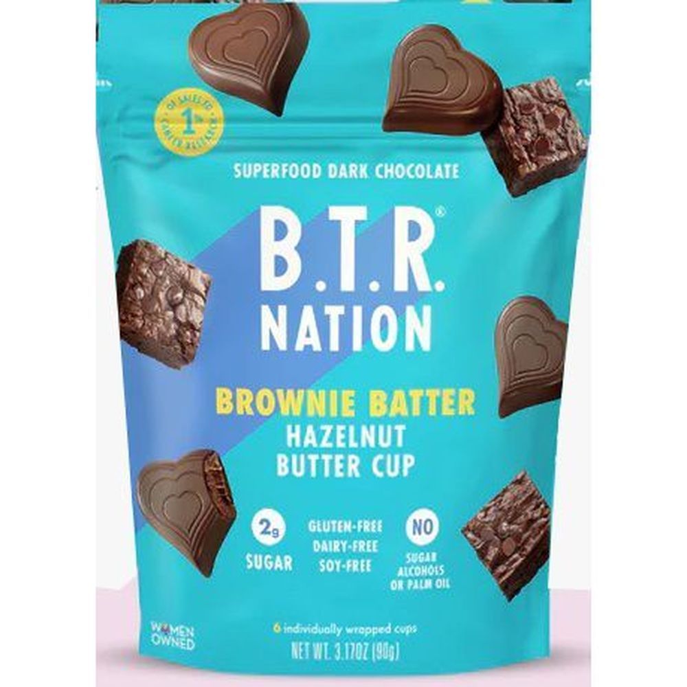 B.t.r Nation Dark Chocolate Brownie Batter Hazelnut Butter Hearts, 3.17 Ounce -- 6 Per Case