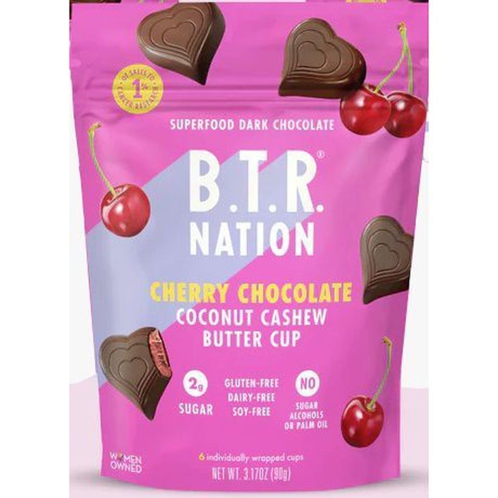 B.t.r Nation Cherry Chocolate Coconut Cashew Butter Hearts, 3.17 Ounce -- 6 Per Case
