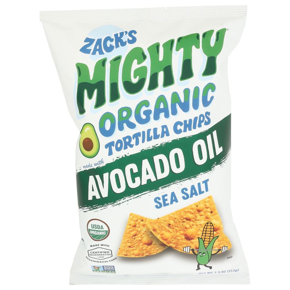 Zack's Mighty Organic Sea Salt Avocado Oil Tortilla Chips, 7.5 Ounce -- 9 Per Case