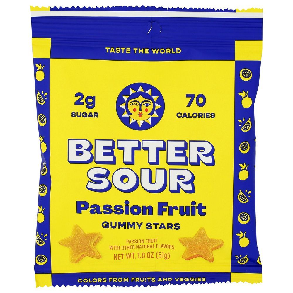 Better Sour Passion Fuit Gummy Stars, 1.8 Ounce -- 10 Per Case