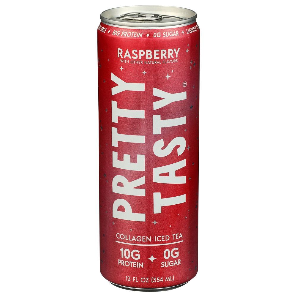 Pretty Tasty Raspberry Flavor Ready To Drink Collagen Iced Tea, 12 Fluid Ounce -- 12 Per Case