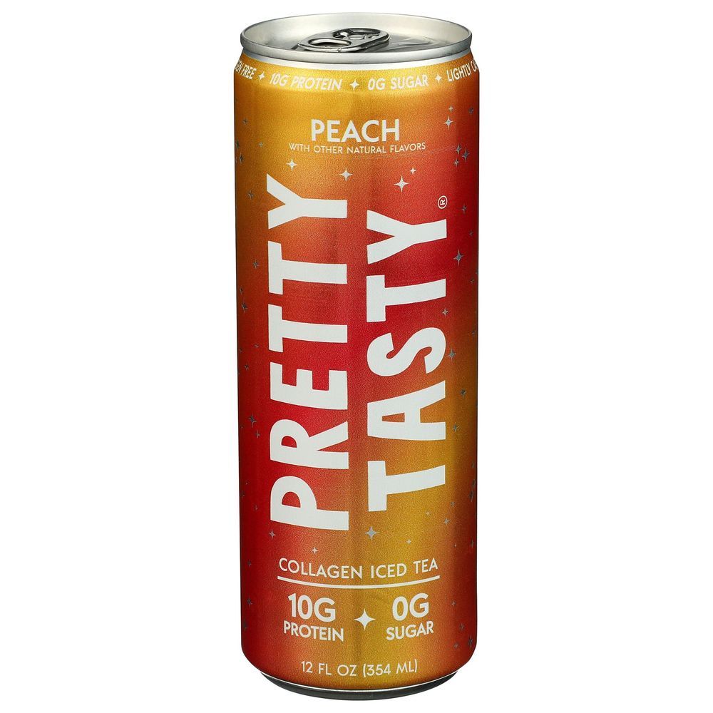 Pretty Tasty Peach Flavor Ready To Drink Collagen Iced Tea, 12 Fluid Ounce -- 12 Per Case