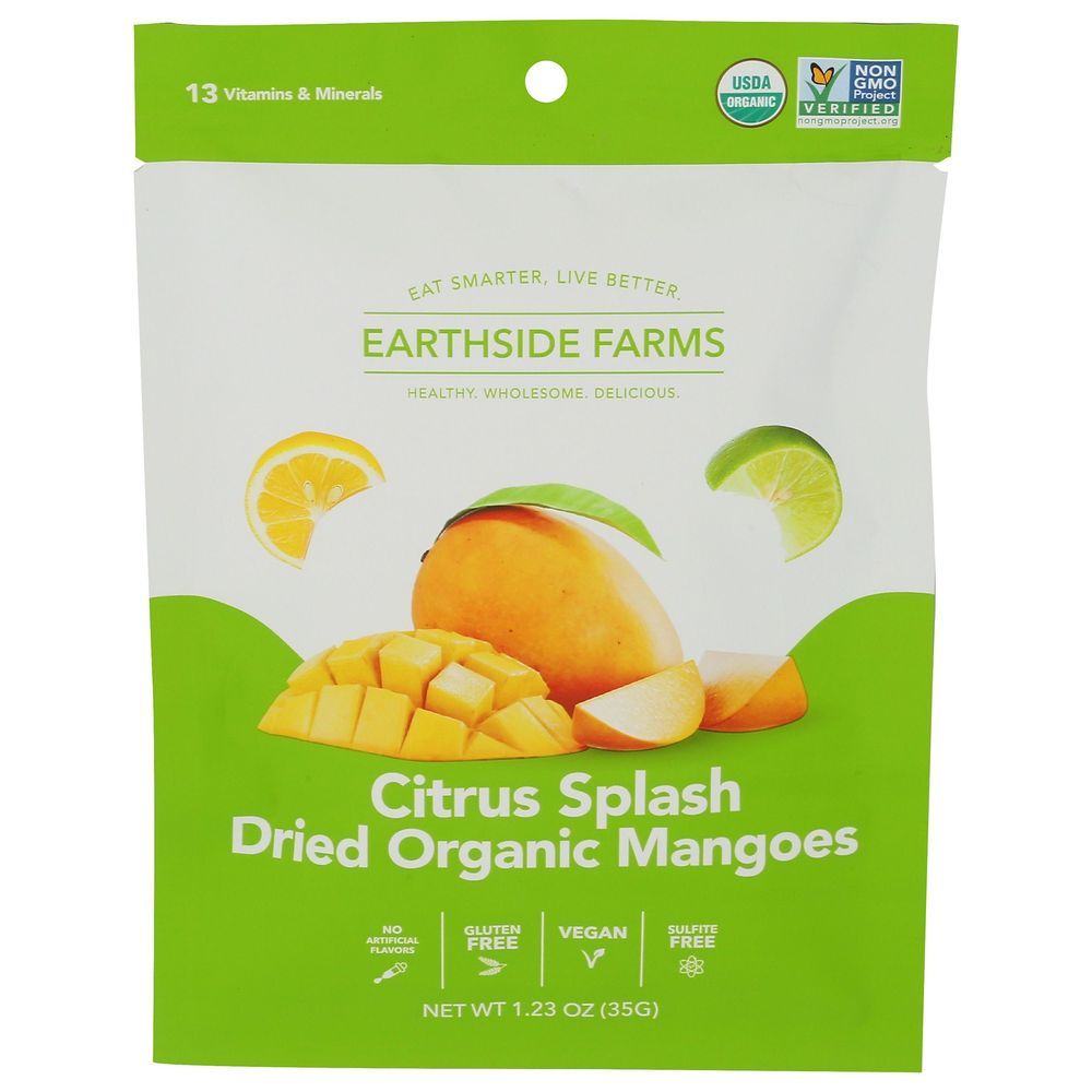 Earthside Farms Citrus Splash Dried Organic Mangoes, 1.23 Ounce -- 10 Per Case