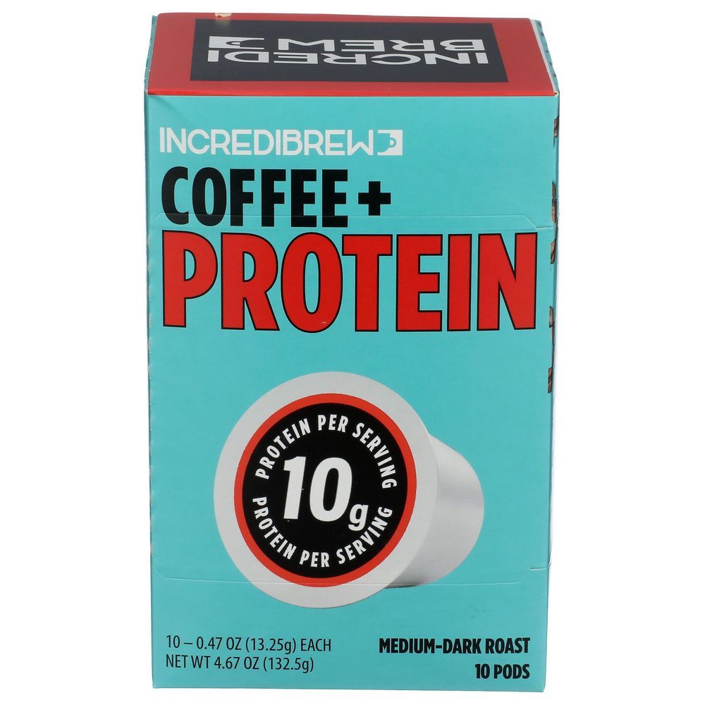 Incredibrew Medium Dark Roast Coffee Plus Protein Pods, 4.67 Ounce -- 6 Per Case