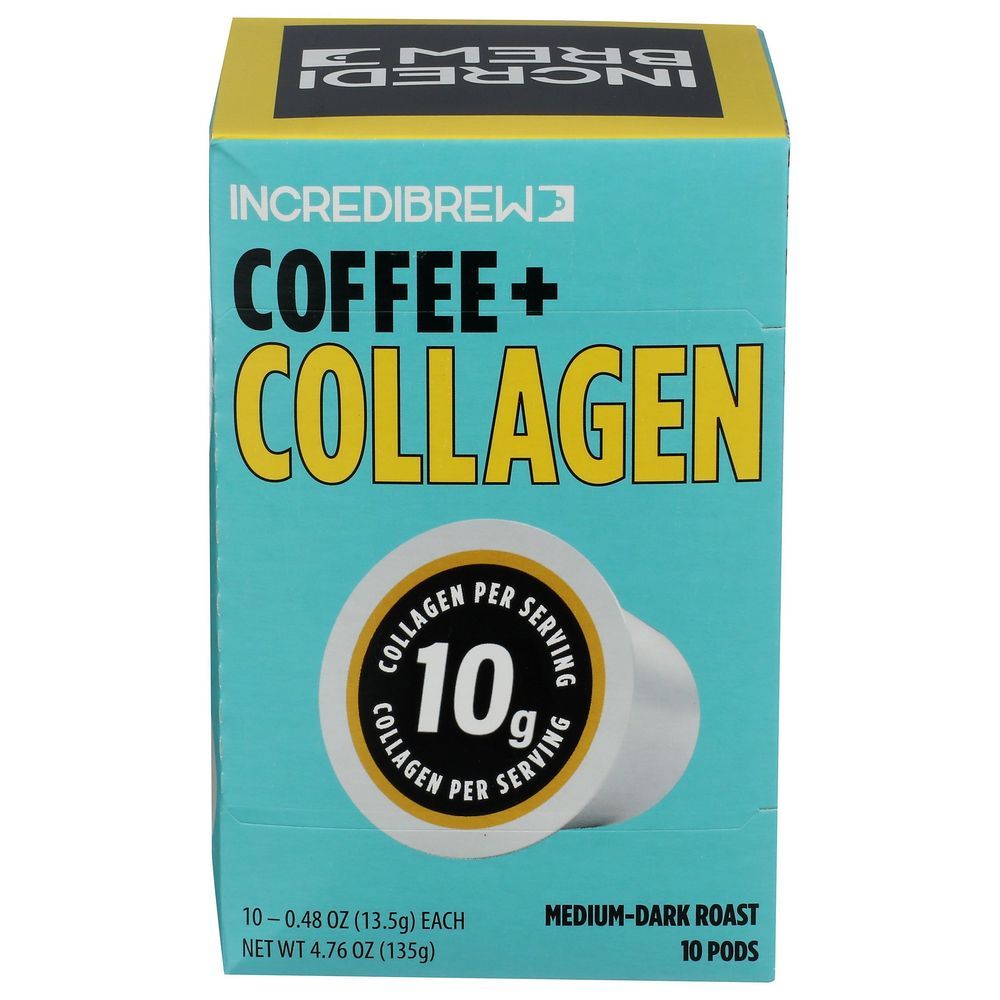 Incredibrew Medium Dark Roast Coffee Plus Collagen Pods, 4.76 Ounce -- 6 Per Case
