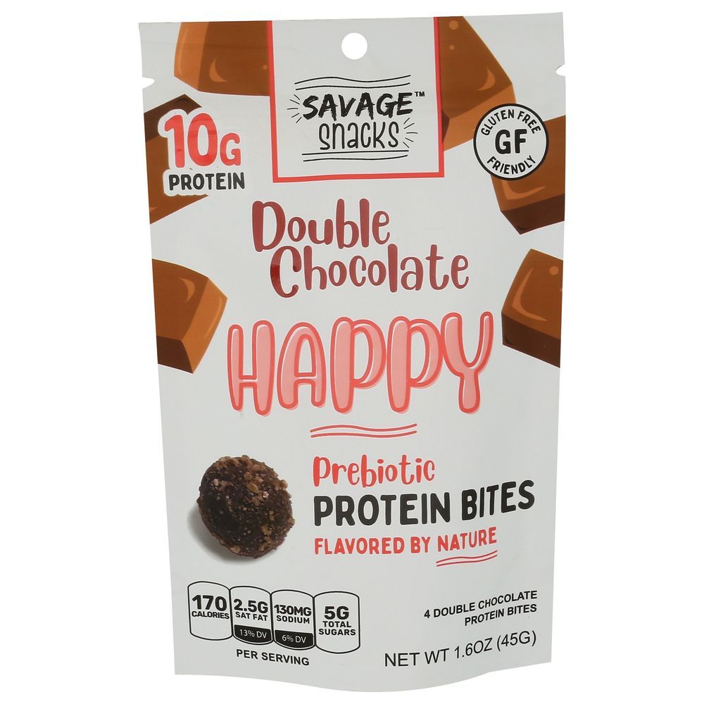 Savage Snacks Happy Double Chocolate Protein Bites, 1.6 Ounce -- 12 Per Case