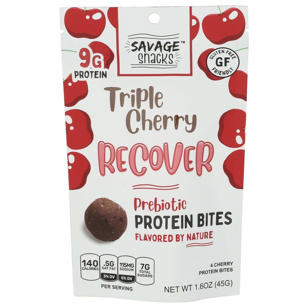 Savage Snacks Recover Triple Cherry Protein Bites, 1.6 Ounce -- 12 Per Case