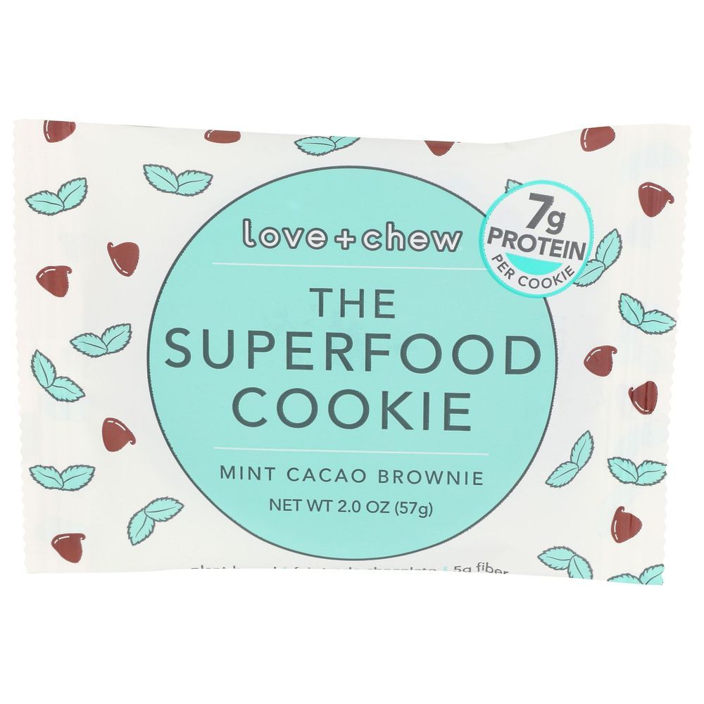 Love Pus Chew Mint Cacao Brownie Superfood Cookie, 2 Ounce -- 12 Per Case