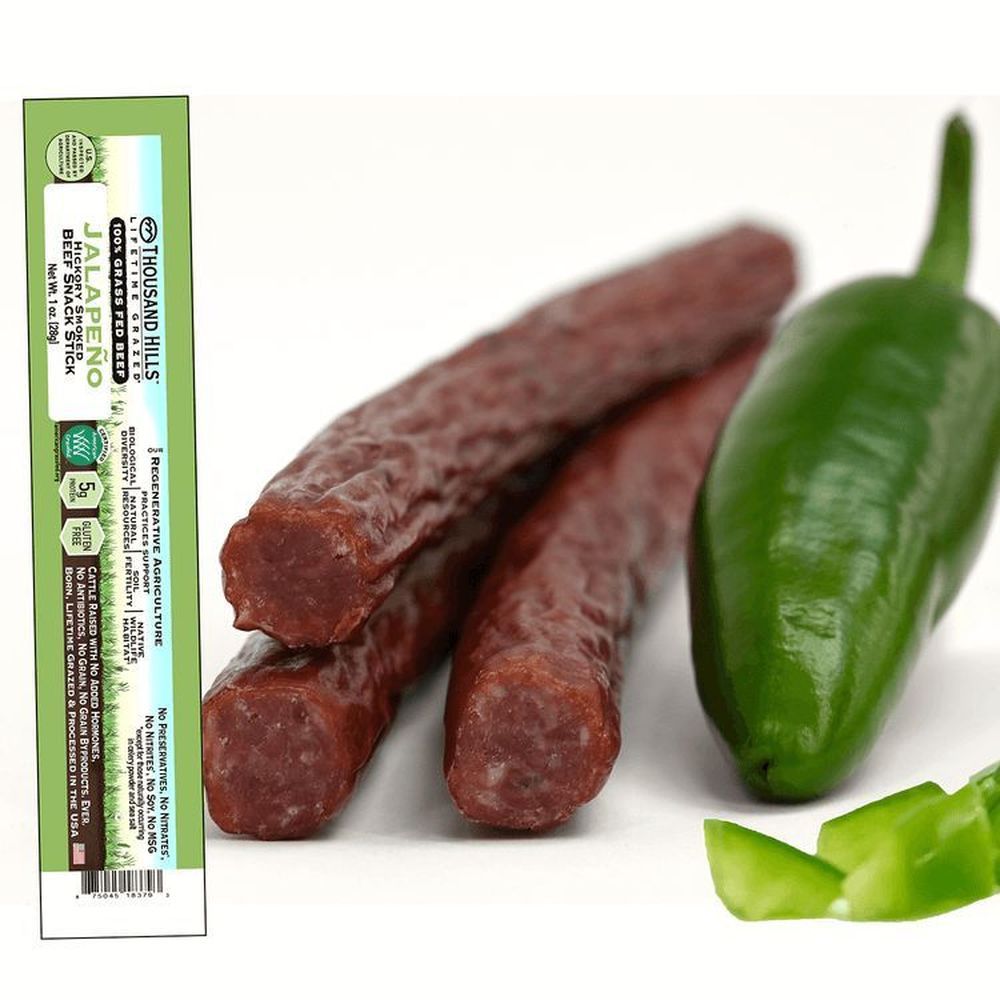 Thousand Hills Grass Fed Jalapeno Beef Snack Stick, 1 Ounce -- 48 Per Case