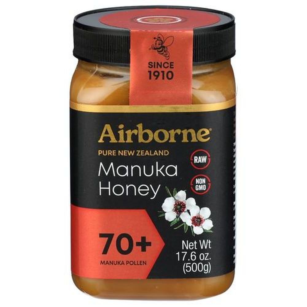 Airborne Honey 70 Plus Pure Manuka Multifloral Honey, 17.64 Ounce -- 6 Per Case